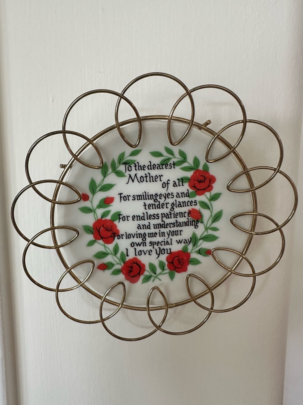 Vintage Giftcraft Bone China Decorative Plate w/ Rose Design & Poem for Mother